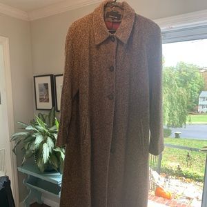 VINTAGE JONES NEW YORK BROWN TWEED LONG COAT SZ 12